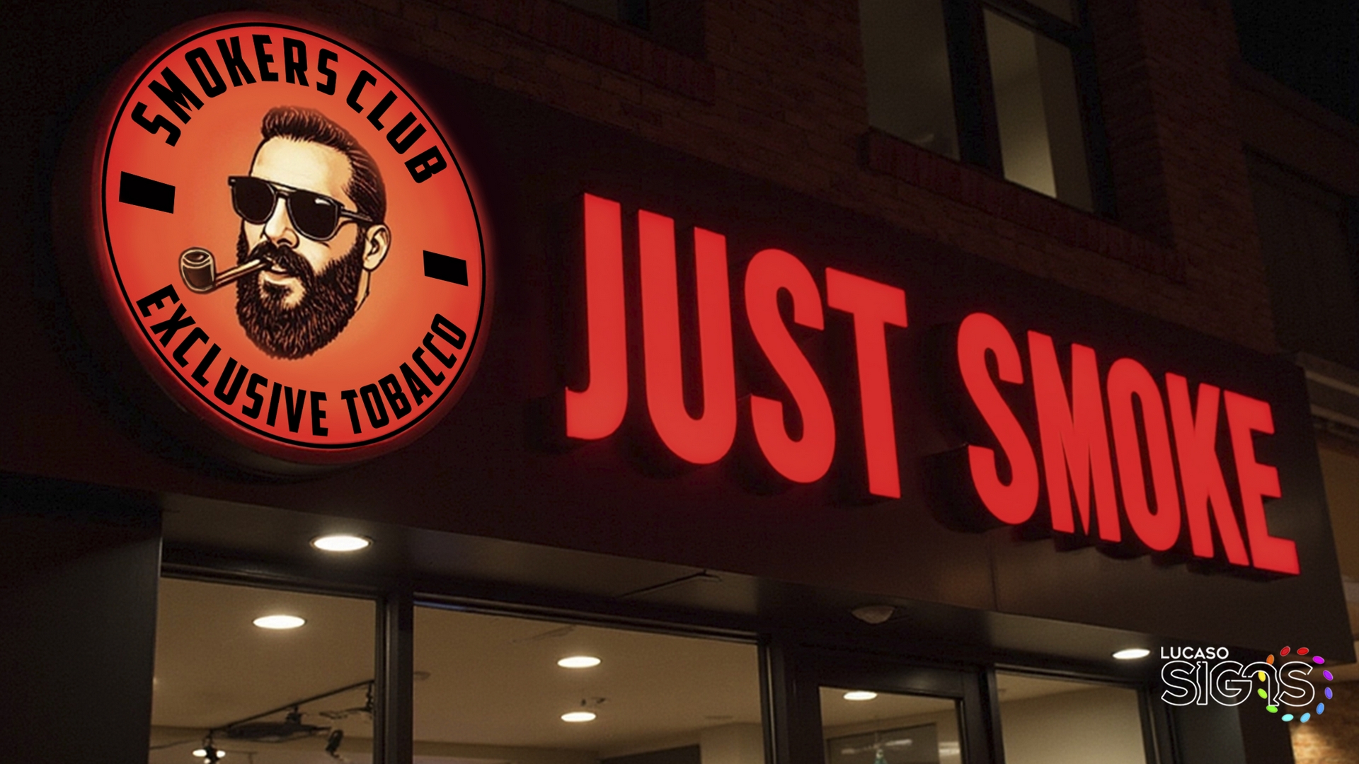 Smoke shop sign with logo in channel letters by Lucaso Signs