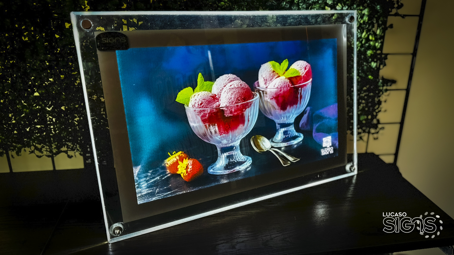 Picture frame translucent ultra thin light box by lucaso signs