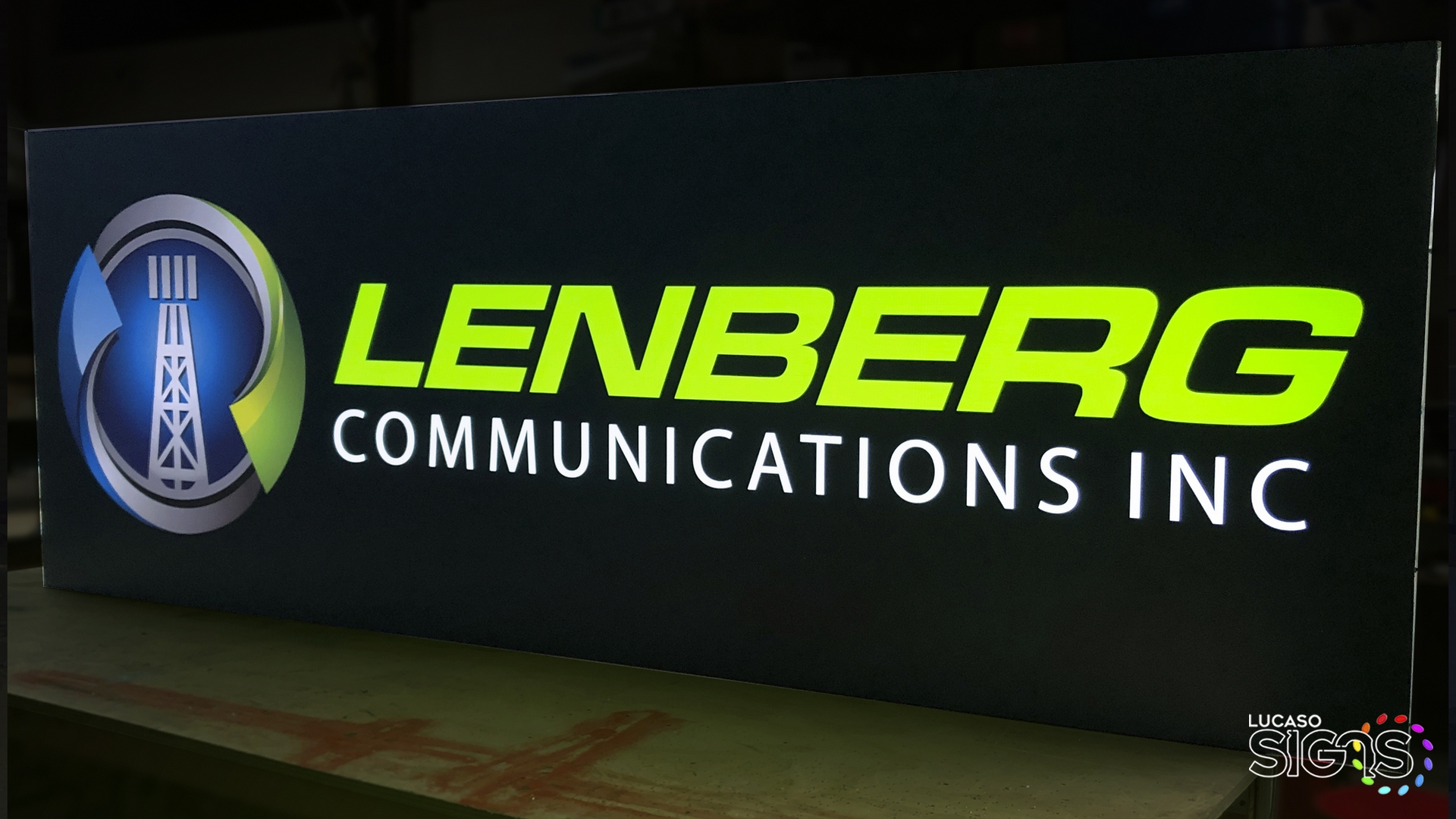 Lime green cabinet light box single side by lucaso signs