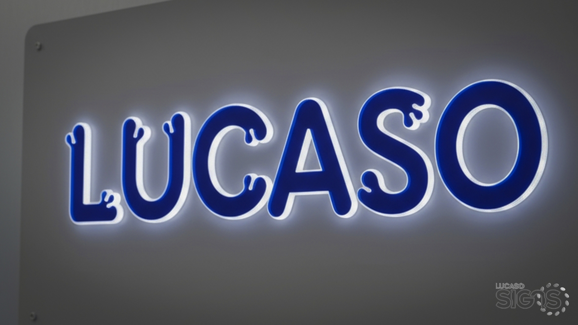 Push through letters with blue face by Lucaso Signs