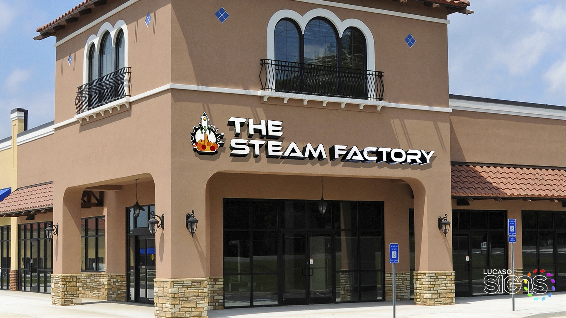 The STEAQM custom sign by lucaso signs