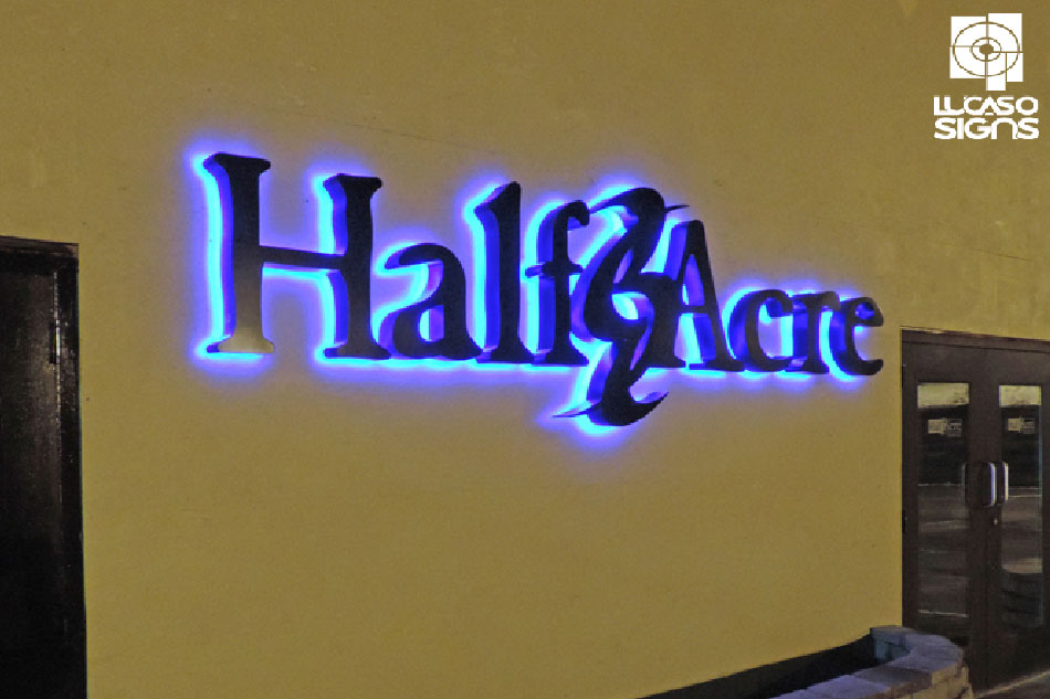 Restaurant and Bar Sign Channel letters Halo effect by lucaso signs