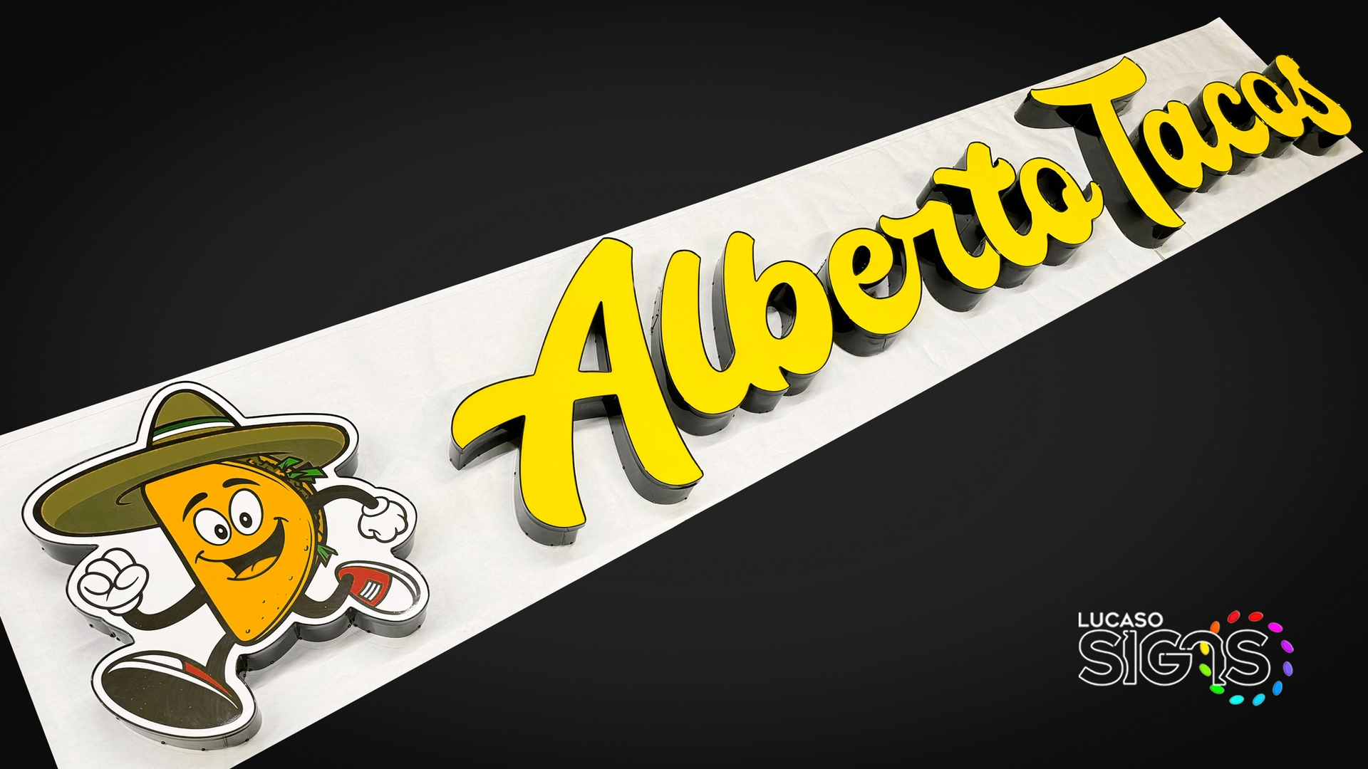 Taqueria sign with channel letters and logo by Lucaso Signs